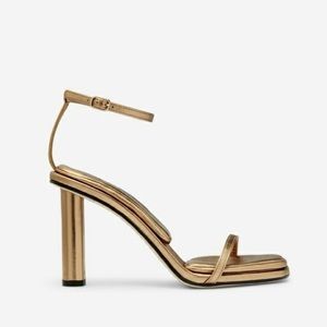 Tamara Mellon Solar 100 Gold Nappa Pillowtop Heels Sandals 41.5 NEW in box